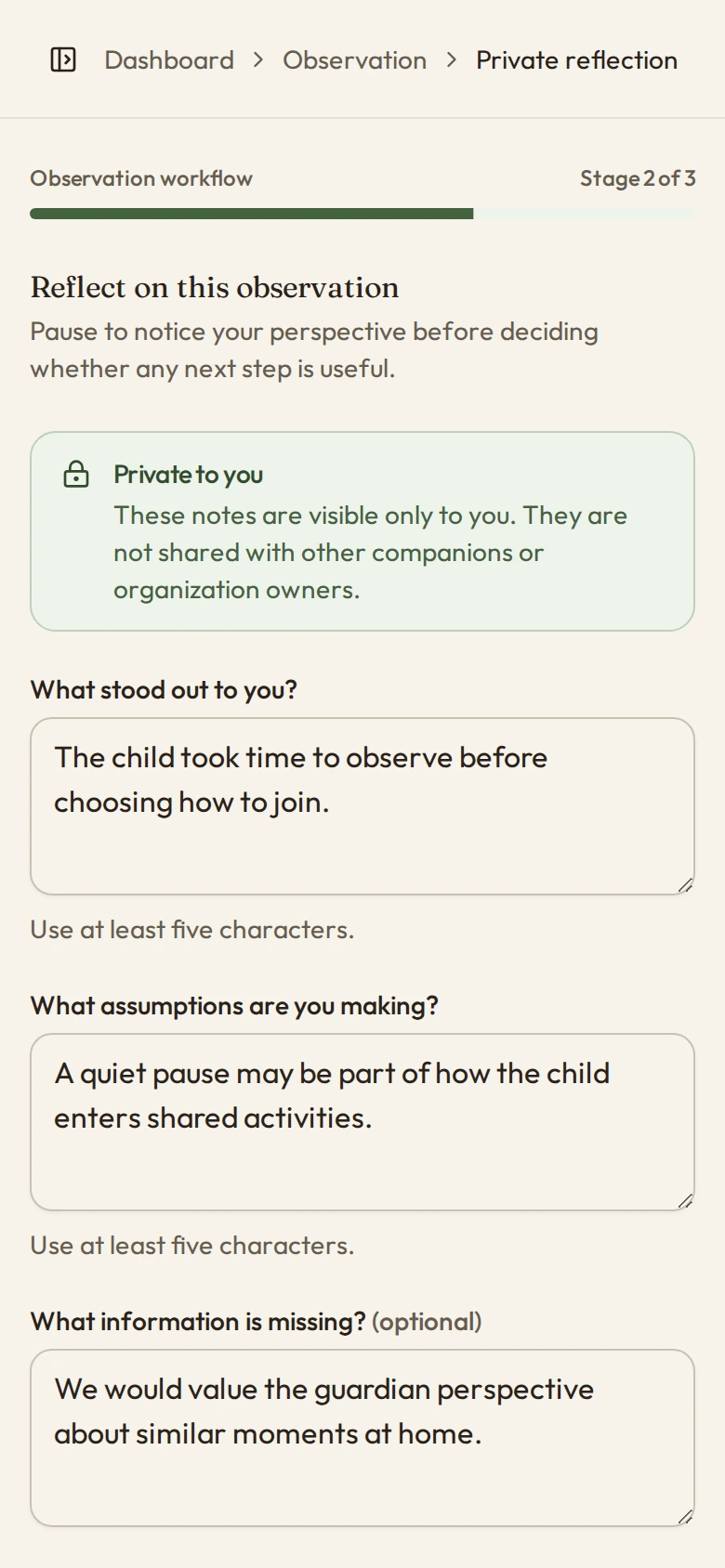 Rootly’s private reflection screen, with prompts for what stood out, assumptions, and missing information.